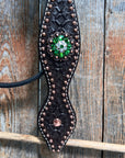 Dark Oil Honeycomb Copper Dot Copper and Fern Browband / Breastcollar Tack Set