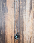 Lareda Round Concho Pendant with Aqua Stone Fashion Necklace