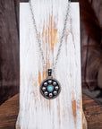 Lareda Round Concho Pendant with Aqua Stone Fashion Necklace