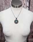 Lareda Round Concho Pendant with Aqua Stone Fashion Necklace
