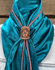 35X35" Solid Teal Wild Rag / Scarf - Leather Slide and Bolo Tie