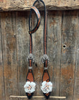 Two Tone Leaf White Browband/One Ear Headstall & Breastcollar Tack Set