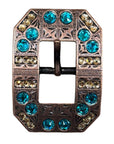 Copper Teal, Champagne Crystal Conchos Sizes from 1"-3" and Buckles