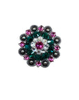 Antique Silver Fuchsia, Clear and Emerald  Crystal Conchos - Sizes from 1"- 3" and Buckles