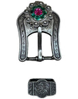 Antique Silver Fuchsia, Clear and Emerald  Crystal Conchos - Sizes from 1"- 3" and Buckles