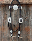 Dark Oil Basketweave Clear Browband/One Ear Tack Set