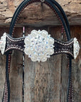 Dark Oil Basketweave Clear Browband/One Ear Tack Set