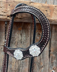 Dark Oil Basketweave Clear Browband/One Ear Tack Set