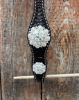 Dark Oil Basketweave Clear Browband/One Ear Tack Set