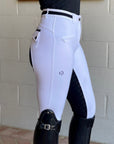 Kimberly Full Seat Breeches - White with Black Seat