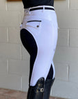 Kimberly Full Seat Breeches - White with Black Seat