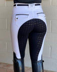 Kimberly Full Seat Breeches - White with Black Seat