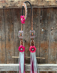 Light Oil Whipstitch Pink and White One Ear & Breastcollar Tack Set