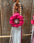 Light Oil Whipstitch Pink and White One Ear & Breastcollar Tack Set