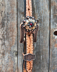 Floral Tooled V-Brow Headstall / Bridle