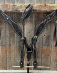 Dark Oil Floral Tooled with Copper Dots Tack Sets
