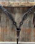 Dark Oil Floral Tooled with Copper Dots Breastcollar