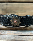 Leather Dog Collar With Copper Flower Conchos 10" to 22" W125S -DC52