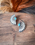 Prairie Halo Fan Concho Fashion Stud Earrings
