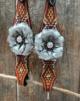 Rose Silver and Clear One Ear/ Breastcollar Tack Set
