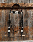 Black Floral Bright Clear Browband / One Ear Tack Set