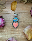 Golden Hills Turquoise & Pink Conch Sterling Silver Pendant