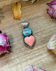 Golden Hills Turquoise & Pink Conch Sterling Silver Pendant