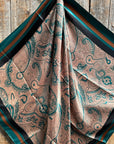 35X35" Emerald and Tan Paisley Wild Rag / Scarf WR1004