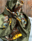 35X35" Olive Tone Paisley Wild Rag / Scarf WR1001