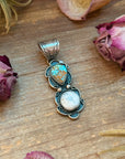 Golden Hills Turquoise & White Buffalo Sterling Silver Pendant