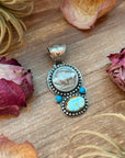 Golden Hills & Kingman Turquoise Pendant with Buffalo Coin