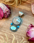 Golden Hills & Kingman Turquoise Pendant with Buffalo Coin