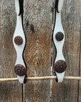 White Leather Copper Floral Browband/One Ear Tack Set