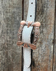 White Leather Copper Floral Browband/One Ear Tack Set