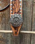 Silver Buckstitch and Pinwheel Browband/One Ear and Breastcollar Tack Set