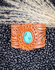 High Desert Bloom Tooled Leather Bracelet