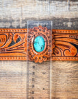 High Desert Bloom Tooled Leather Bracelet