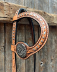 Silver Buckstitch and Pinwheel Browband/One Ear and Breastcollar Tack Set