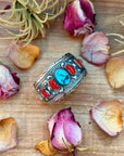 Coral & Turquoise Sterling Silver Cuff Bracelet – Stamped Errick