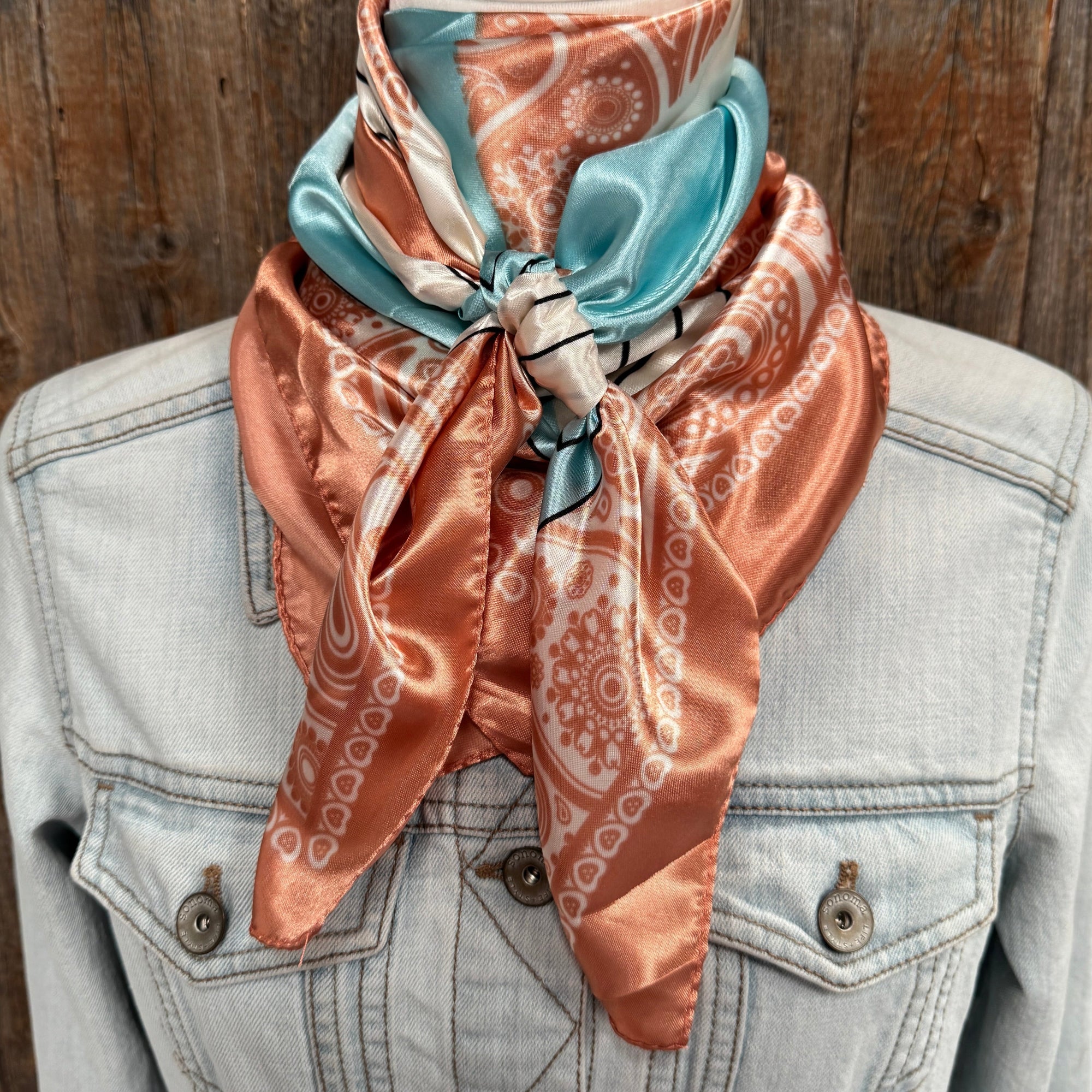 35X35" Soft Pink and Blue Paisley Wild Rag / Scarf WR3388
