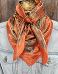35X35" Orange and Gold Floral Wild Rag / Scarf WR3393