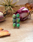 Green Turquoise Sterling Silver Cluster Ring – Size 6