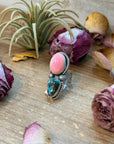 Kingman Turquoise & Pink Conch Sterling Silver Ring – Size 6.5