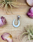 Sterling Silver Horseshoe Pendant with Pink Conch