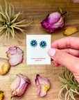 Zuni Kingman Turquoise Mini Cluster Stud Earrings