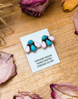 Sterling Silver Pink Conch & Kingman Turquoise Stud Earrings
