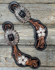 Triple Tone Floral Copper Floral Spur Straps