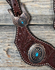 Medium Floral Spur Straps - Copper Western Conchos