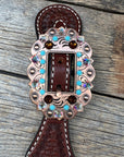 Basketweave Spur Straps - Copper Conchos