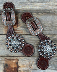 Floral Spur Straps - Copper Conchos